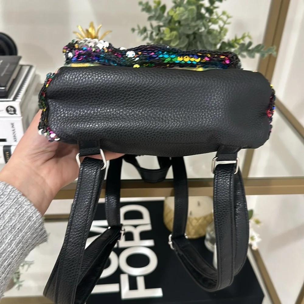 Letter T sequin leather backpack